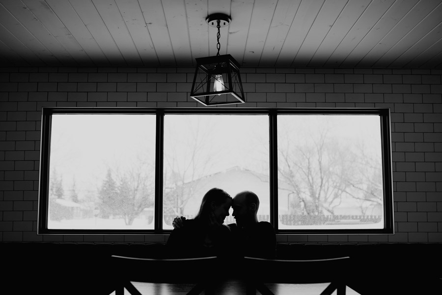 Martensville indoor winter couple's session at Clearcut Coffee House
