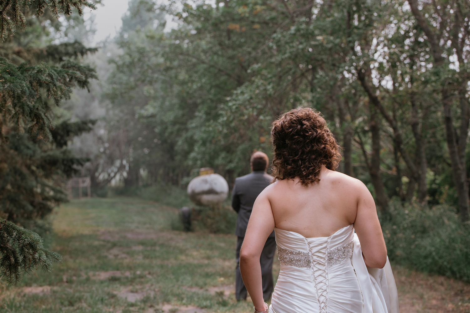humboldt saskatchewan summer wedding bride and groom first look