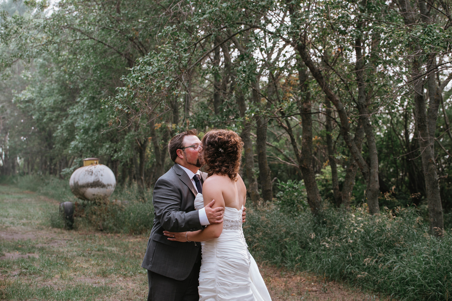 humboldt saskatchewan summer wedding bride and groom first look