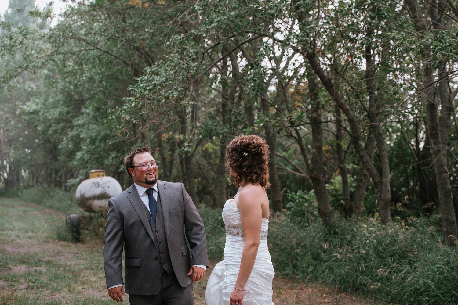 humboldt saskatchewan summer wedding bride and groom first look