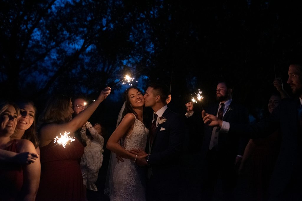 bridal party sparkler photo