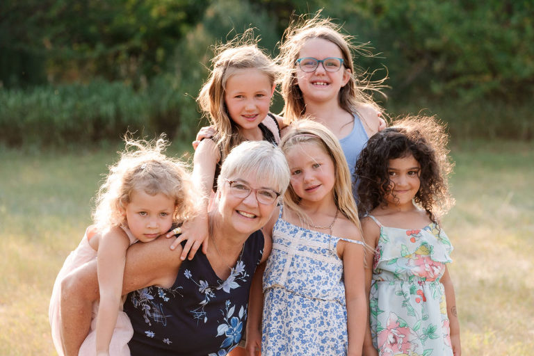 grandma with her granddaughters